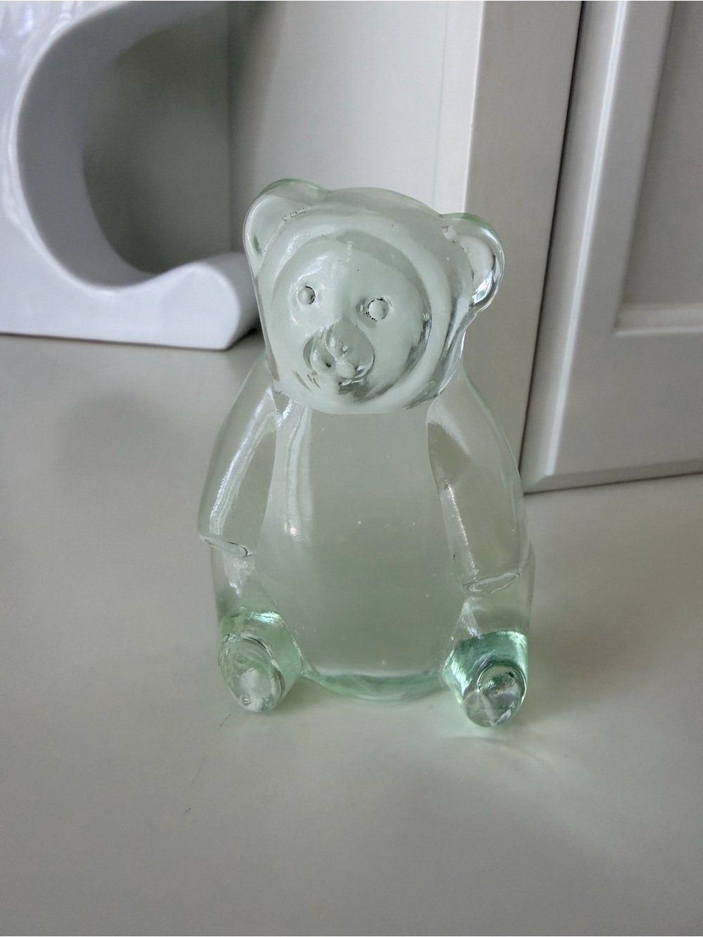 Vintage Teddy Bear Glass Clear Heavy Paper weight Decorative Home Decor - Picture 3 of 8